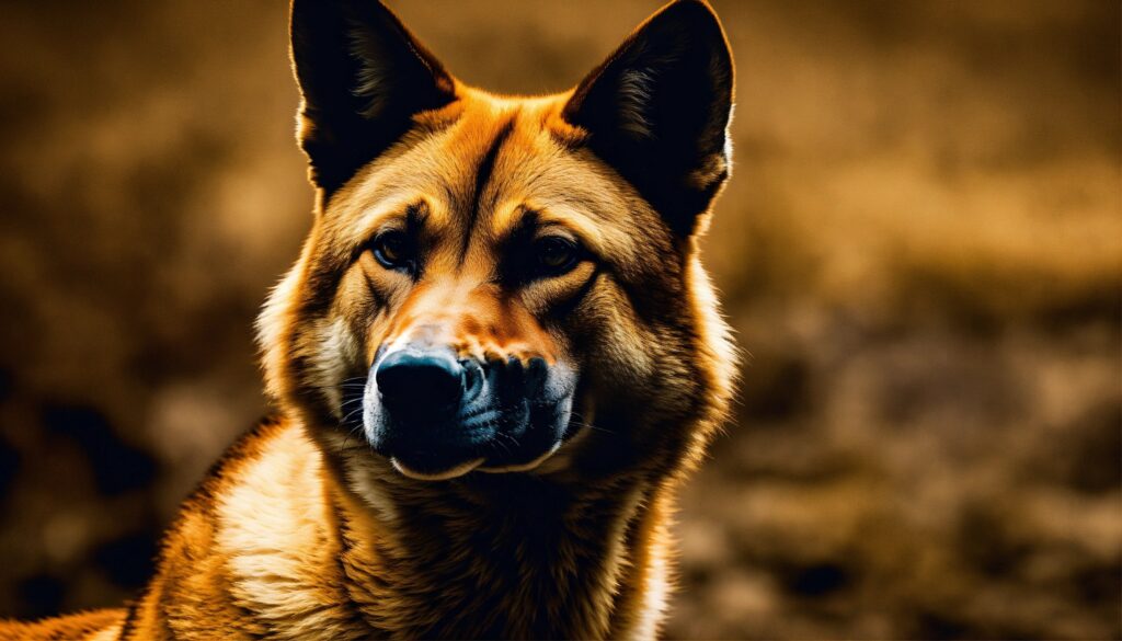 A dingo against an all black background. 60 mega p Animal Petb